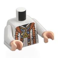 Torso, Robe, Dark Orange Collar, Sand Blue Panels, Gold Hallows Necklace print, White Arms, Light Nougat Hands White