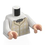 Torso, Silver Necklace/Cape Clip, Gold Squared Decorations White Arms, Light Nougat Hands White