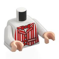 Torso, Red Striped Dapper Dan Jacket, Red Bow Tie print, White Arms, Light Nougat Hands White