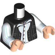 Torso, Black Jacket, White Shirt with Medium Azure Vertical Stripes print, White Arms, Light Nougat Hands Schwarz