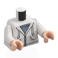 Torso, Hoody, Laces, Silver Zipper, Sand Blue Shirt print, White Arms, Light Nougat Hands Weiß
