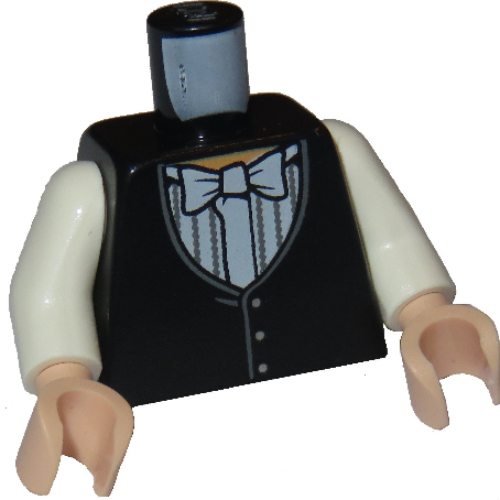 Torso Tuxedo, Yule Ball Vest and Bow Tie with 3 Buttons / 2 Buttons Print, White Arms, Light Nougat Hands Black