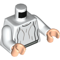 Torso Loose Dress Light Bluish Gray Folds Print (Leia), White Arms, Light Nougat Hands Weiß