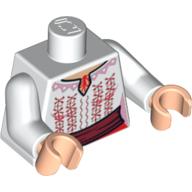 Torso Blouse with Red and Pink Embroidery Print, White Arms, Light Nougat Hands Weiß