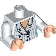 Torso Suit Jacket with Blue Pinstripes Print, White Arms, Light Nougat Hands White