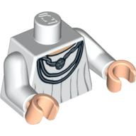 Torso Robe with Silver Necklace Print, White Arms, Light Nougat Hands White