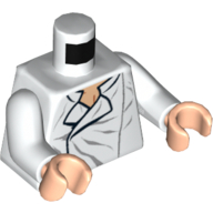 Torso Shirt, Open Collar with Wrinkles Print (Han Solo), White Arms, Light Nougat Hands White