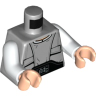 Torso Jumpsuit, Wrinkly, Communicator Buckle Print (Lobot), White Arms, Light Nougat Hands Hellblaugrau