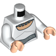 Torso Ceremonial Dress with Necklace Print (Leia), White Arms, Light Nougat Hands White