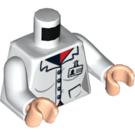 Torso Lab Coat with 4 Buttons and ID Badge Print, White Arms, Light Nougat Hands Weiß