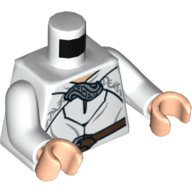 Torso Robe with Brown Belt and Silver Clasp Print, White Arms, Light Nougat Hands Weiß