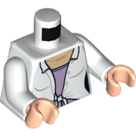 Torso Shirt, Tied with Lavender Undershirt Print, White Arms, Light Nougat Hands White