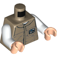 Torso Jacket Vest with Seam Lines and ID Badge Print, White Arms, Light Nougat Hands Dark Tan