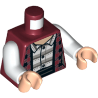 Torso Cardigan over White Shirt with Stripes Print (Secretary Janine), White Arms, Light Nougat Hands Dark Red