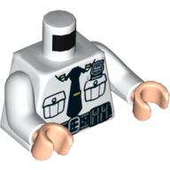 Torso Shirt, Pockets, Black Tie, Radio, Belt Print, White Arms, Light Nougat Hands White