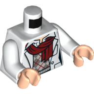 Torso Lab Coat with Dark Red Scarf and Argyle Sweater Print, White Arms, Light Nougat Hands White