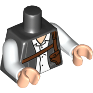 Torso Jacket with White Button Up Shirt and Dark Brown Shoulder Holster Print (Chief O'Hara), White Arms, Light Nougat Hands Schwarz