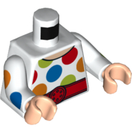 Torso Large Multi-Color Polka Dots, White Arms with Large Multi-Color Polka Dots Print, Light Nougat Hands White