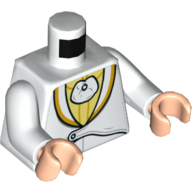 Torso Tuxedo with Bright Light Yellow Shirt Print, White Arms, Light Nougat Hands White