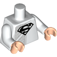 Torso Robe with Black Superman Logo Print, White Arms, Light Nougat Hands Weiß