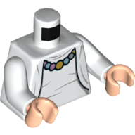 Torso Jacket with Creased Undershirt and Necklace Print, White Arms, Light Nougat Hands White