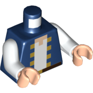 Torso Jacket Pixelated White and Gold Squares with Belt Print (Pirate), White Arms, Light Nougat Hands Dark Blue