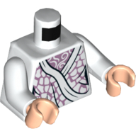 Torso Robe with Lavender Print, White Arms, Light Nougat Hands Weiß