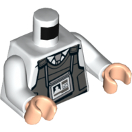 Torso Dark Bluish Gray Bullet-Proof Vest, ID Badge, Tie / 'SECURITY' and Radio Print, White Arms, Light Nougat Hands White