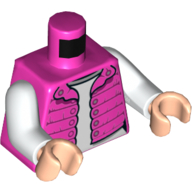 Torso Bodywarmer with White Shirt Print, White Arms, Light Nougat Hands Dark Pink