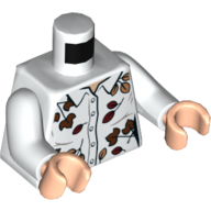 Torso Shirt with Brown Leaves Print, White Arms, Light Nougat Hands White