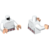 Torso with Dark Red Checkered Shirt Top Print, White Arms, Yellow Hands Weiß