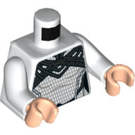 Torso Armor, Decorative Pearl Titanium Collar, Silver Hexagons Print, White Arms, Light Nougat Hands White