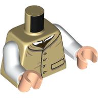 Torso, Jacket, Buttons, Pocket, Dark Brown/White Shirt, White Arms, Light Nougat Hands Tan