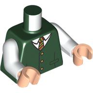 Torso, Jacket, White Shirt, Tan/Dark Red/Dark Green Tie print, White Arms, Light Nougat Hands Dark Green