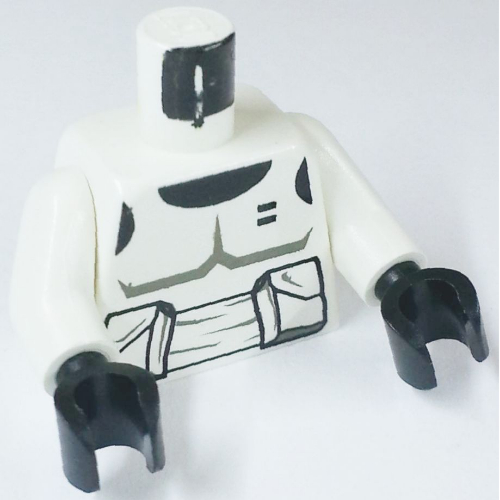 Torso Armor Scout Trooper with Dark Gray Accents Print, White Arms, Black Hands White