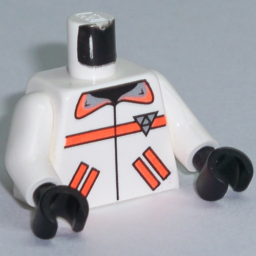 Torso Jacket with Res-Q Logo, Orange Stripes, Pockets, Back Logo Print, White Arms, Black Hands White