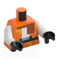 Torso, Pixelated Dark Orange Hood, Black Belt, Pouch, White Front print, White Arms, Black Hands Orange