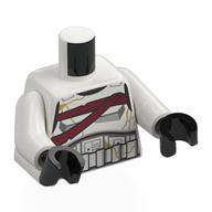 Torso, Stormtrooper Armor, Dark Red Belts, Gold Cracks print, White Arms, Black Hands White