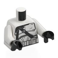 Torso, Nova Corps Clone Commander Armor, Black Straps print, White Arms, Black Hands White