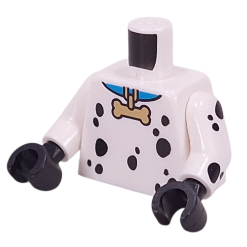 Torso, Black Dalmatian Spots, Blue Collar, Gold Bone Pendant print, White Arms, Black Hands White