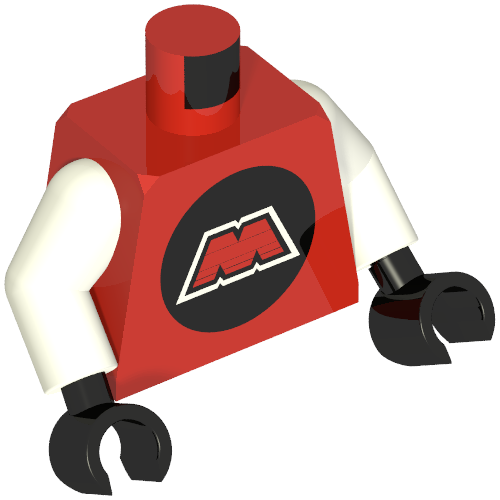 Torso MTron Logo Print, White Arms, Black Hands Red