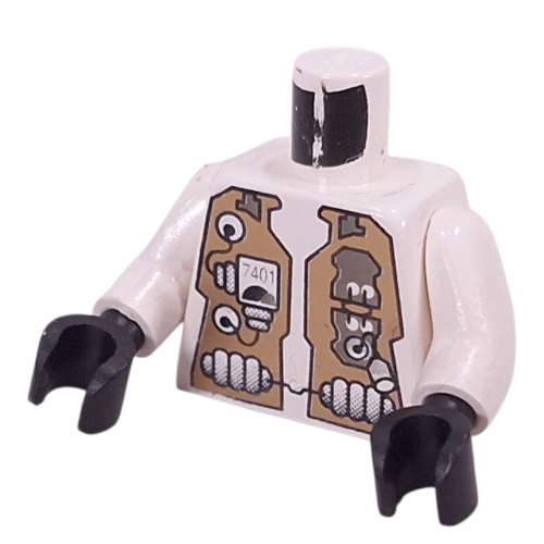 Torso Spacesuit with '7401' Print, White Arms, Black Hands White