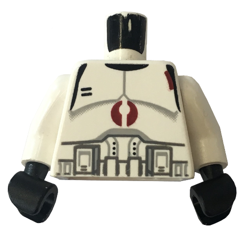 Torso Armor Clone Trooper with Dark Red Mark Print, White Arms, Black Hands Weiß