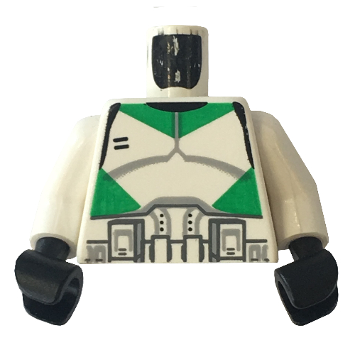 Torso Armor Clone Trooper with Green Stripes Print, White Arms, Black Hands Weiß