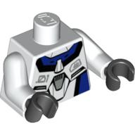 Torso Blue Panels with Black Edges with Dark Gray Badge Print, White Arms, Black Hands Weiß