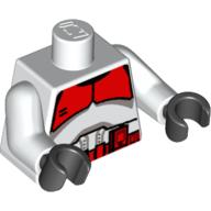 Torso Armor Clone Trooper with Red Mark 'Shock Trooper' Print, White Arms, Black Hands Weiß
