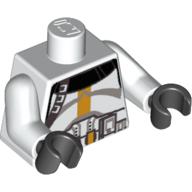 Torso Armor Clone Trooper with Bright Light Orange Stripe Print, White Arms, Black Hands Weiß
