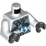 Torso Silver Body Armor with Blue Camouflage Print, White Arms, Black Hands White