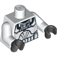 Torso Clone Pilot Armour Flight Suit Print, White Arms, Black Hands White