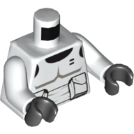 Torso Armour Scout Trooper with Dark Bluish Gray Accents Print, White Arms, Black Hands White
